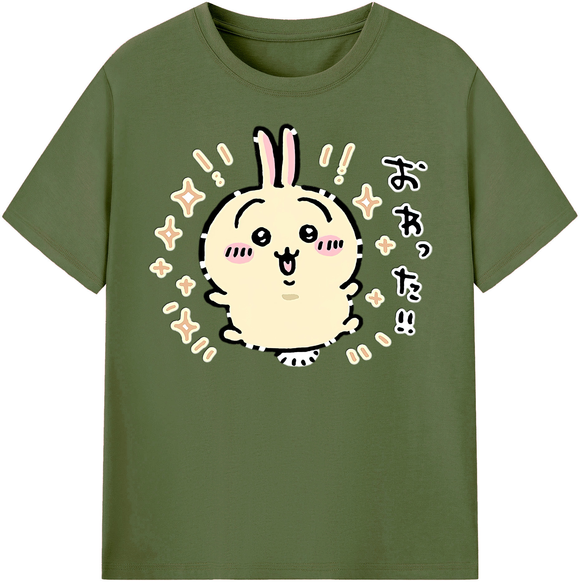 （画像用） ちいかわ うさぎ Chii-kawa usagi 綿100％半袖Tシャツ（フロントプリント）